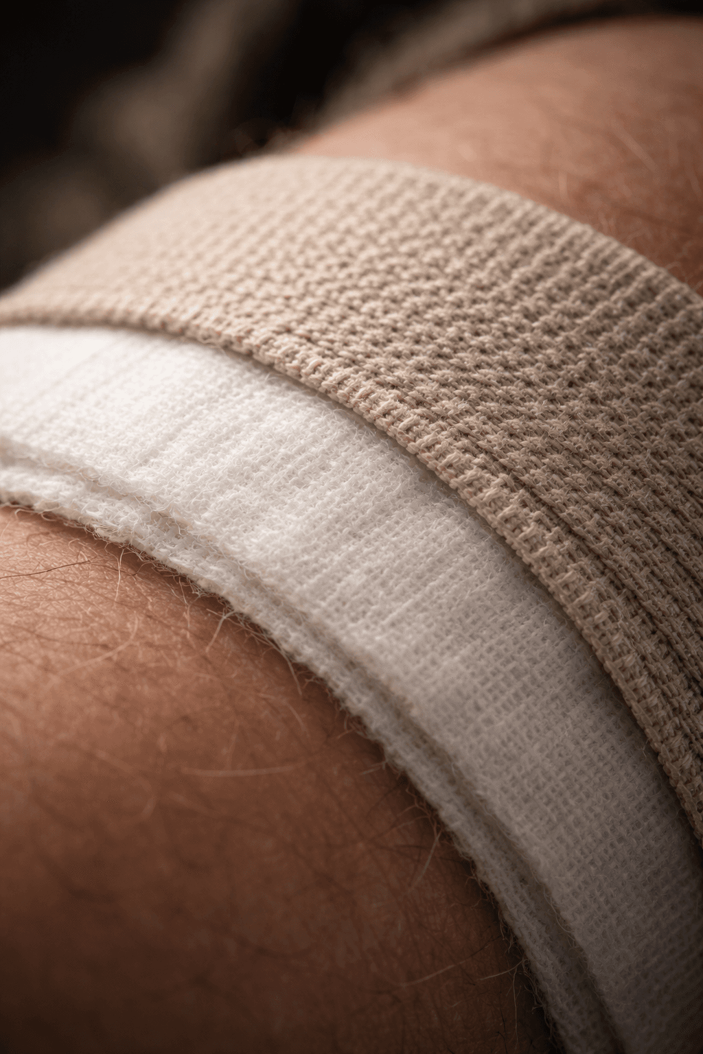 Close-up of a sterile dressing contact layer applied to skin