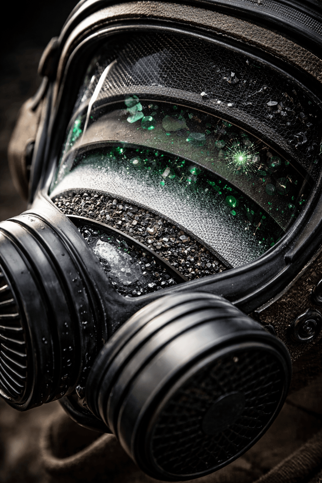 Close-up of the filtration system inside the mask